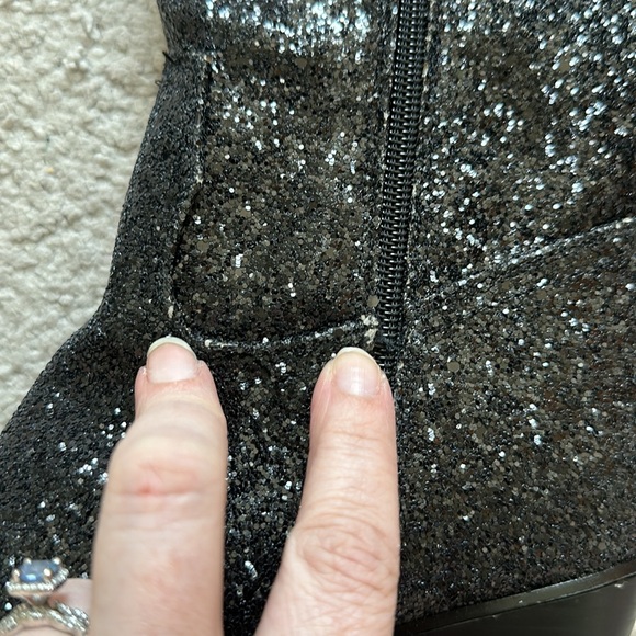 NWOT Lemon Drop black sparkle cowboy boots - Picture 10 of 16